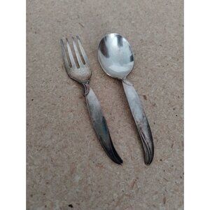 Vintage 1847 Rogers Bros. Flair Silver Plate Fork & Spoon Set